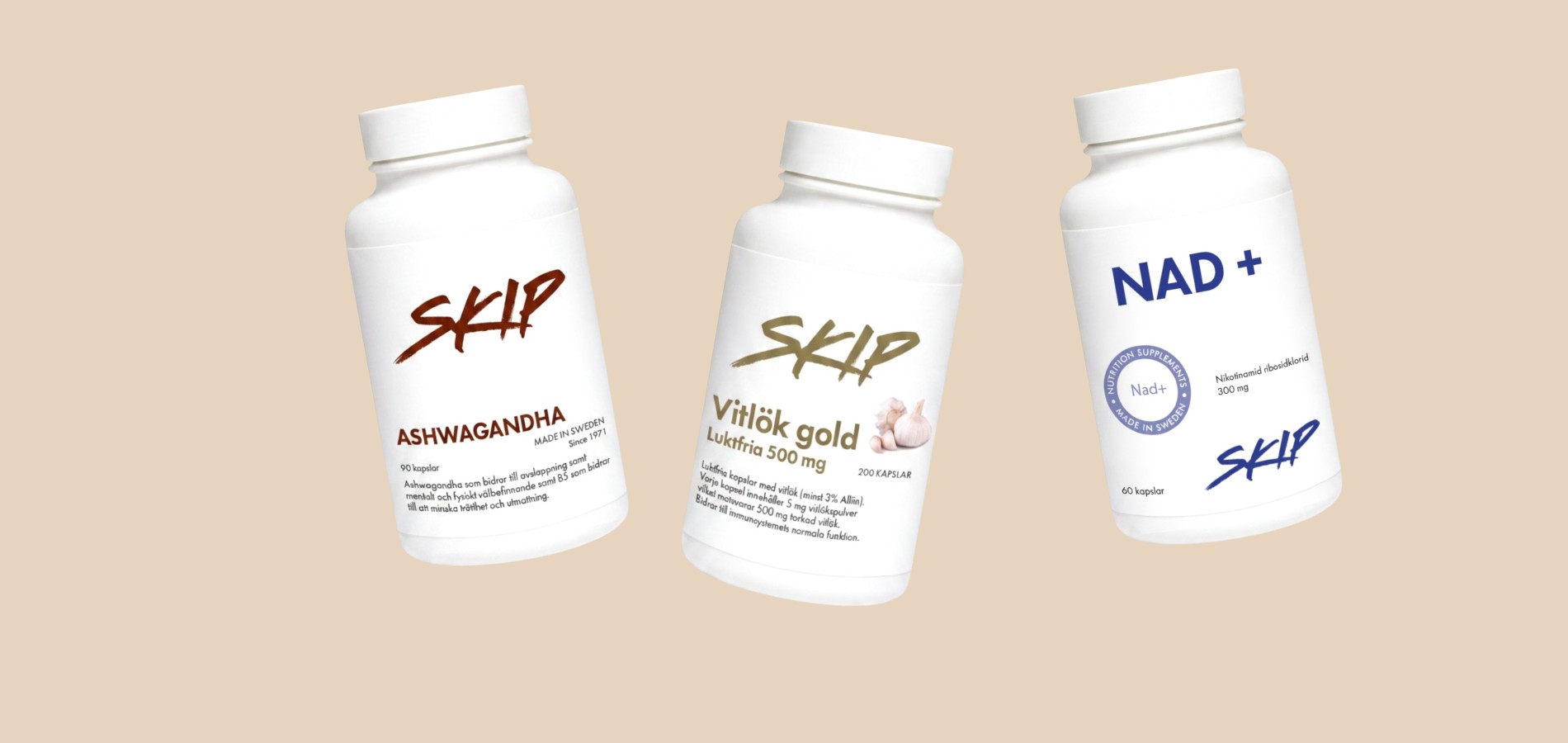 Skip Ashwagandha, Vitlök gold och NAD+ för välmående.
